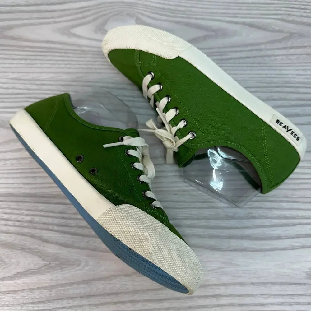 Seavees Shoes WMNS 8 Monterey Sneaker Cactus Green Lace Up Low Up Flat Canvas - Picture 5 of 9